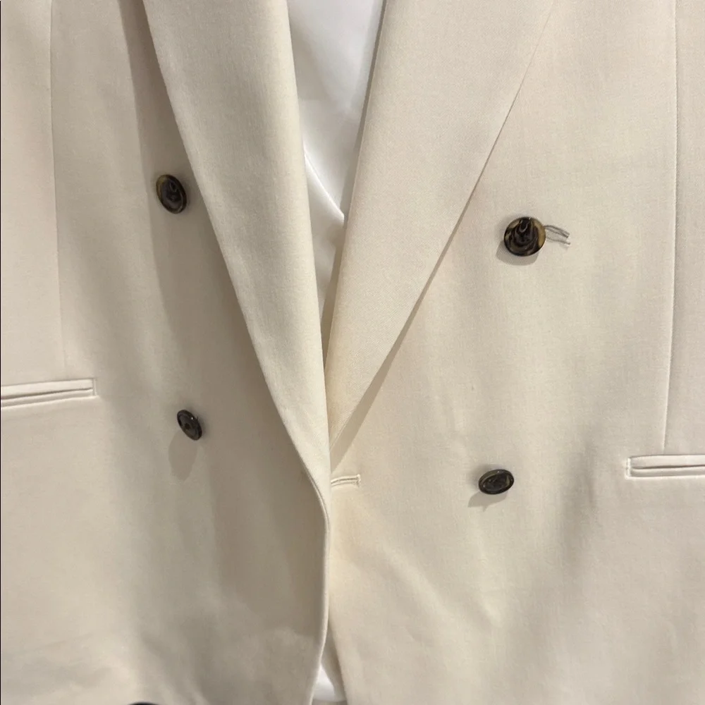Zara Cream Double-Breasted Blazer with Notch Lapels size 44 - Picture 5 of 7